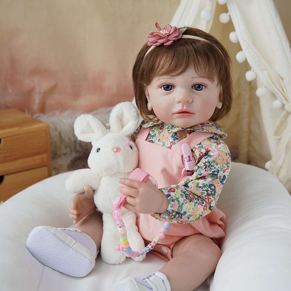 Boneca Bebê Reborn Pintada Realista Menina 55cm De Silicone OTA-IG244CS