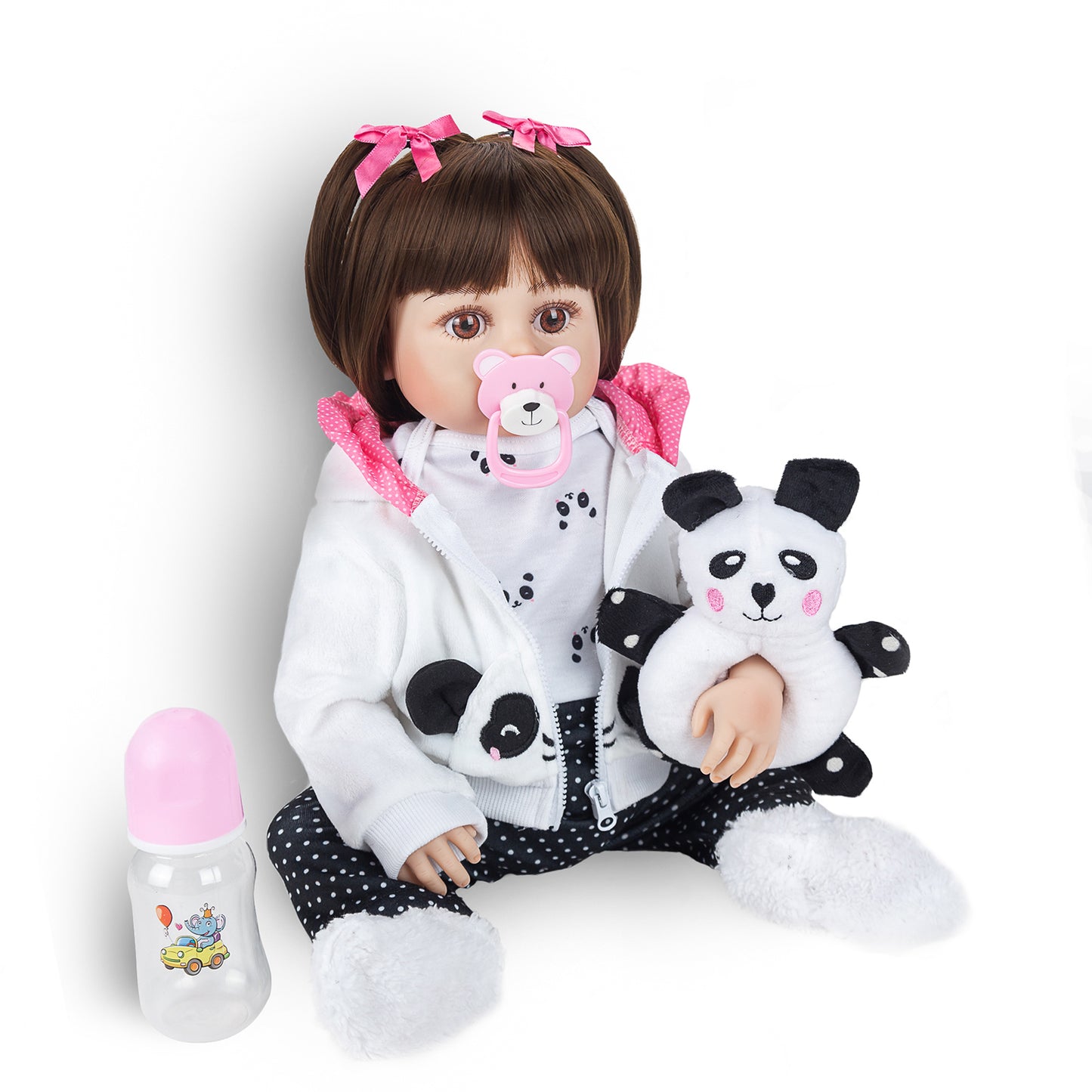 Brastoy Bebe Reborn Menina Panda 100% Silicone Com Acessórios IG-510
