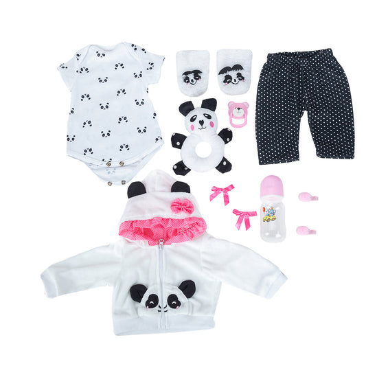 Brastoy Bebe Reborn Menina Panda 100% Silicone Com Acessórios IG-510