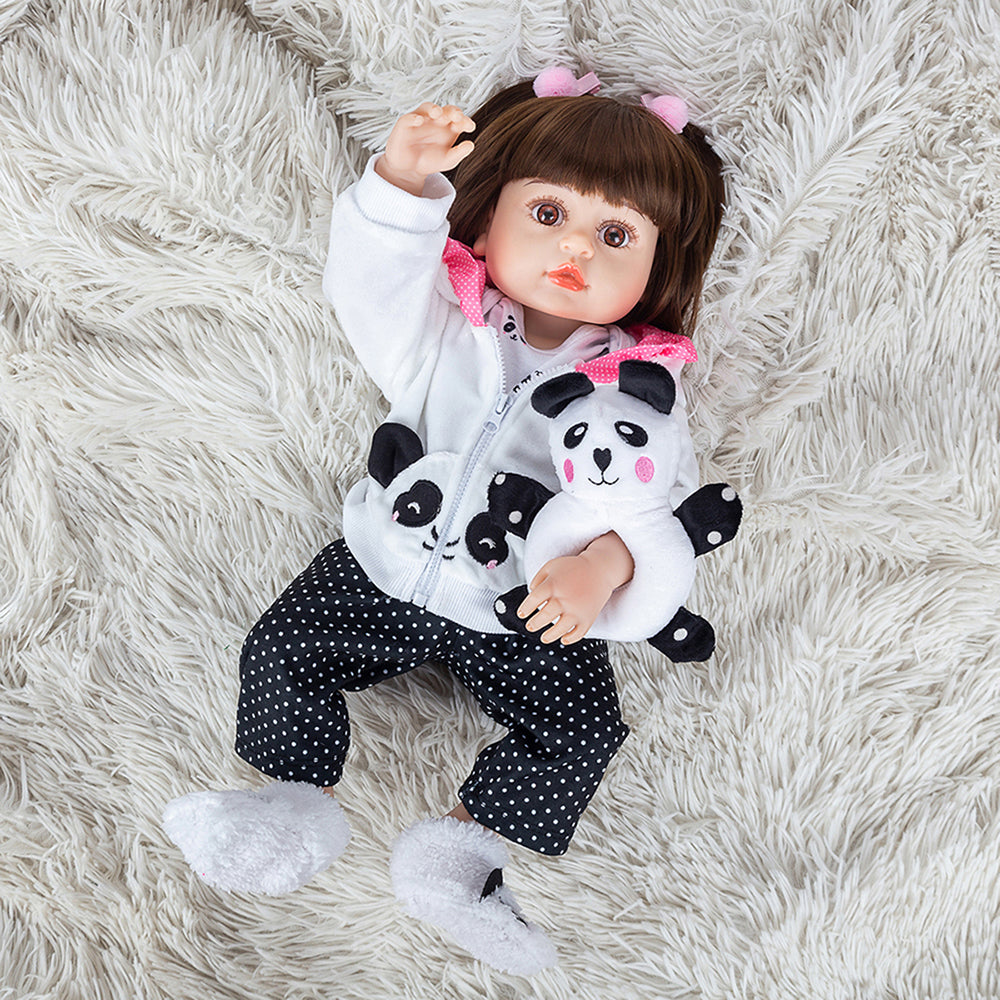 Brastoy Bebe Reborn Menina Panda 100% Silicone Com Acessórios IG-510