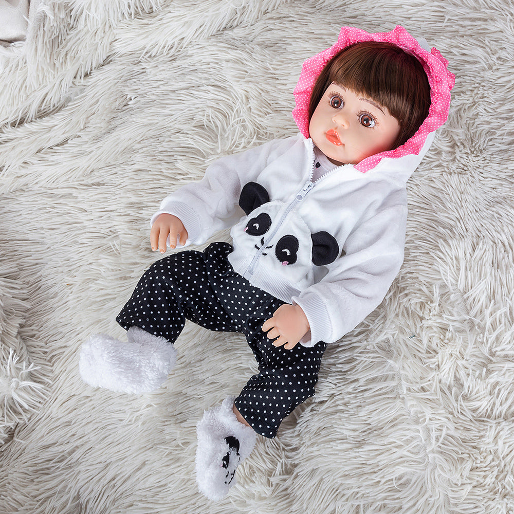 Brastoy Bebe Reborn Menina Panda 100% Silicone Com Acessórios IG-510