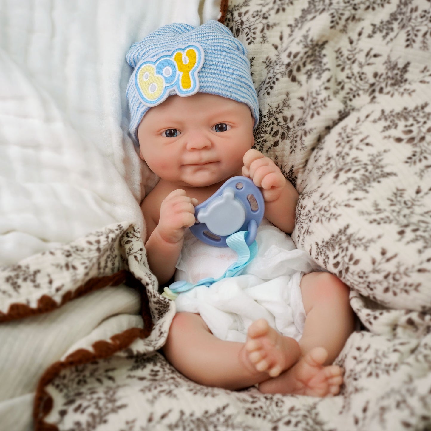Brastoy Bebê Reborn Boneca Silicone Solido Menino 40cm IG-528