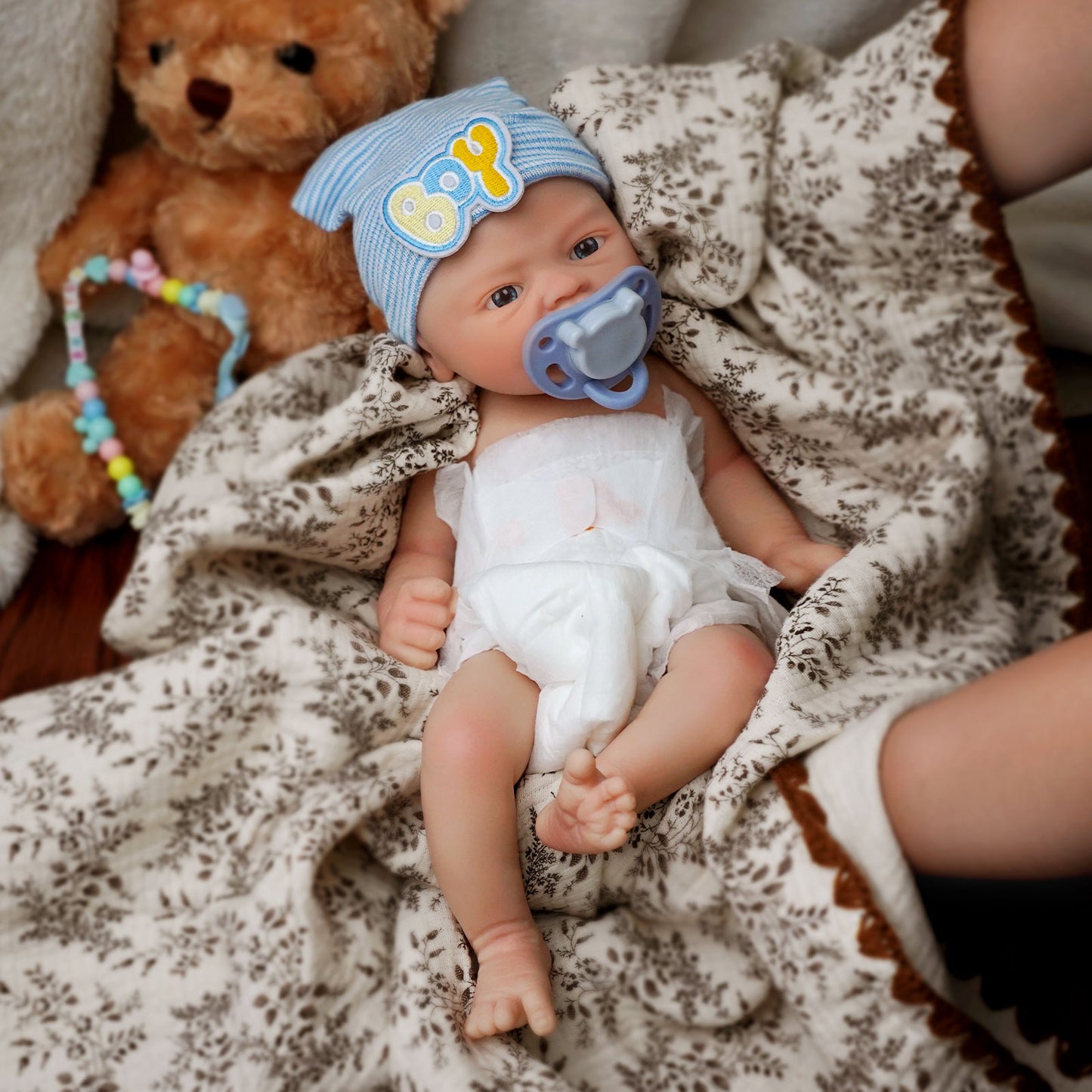 Brastoy Bebê Reborn Boneca Silicone Solido Menino 40cm IG-528