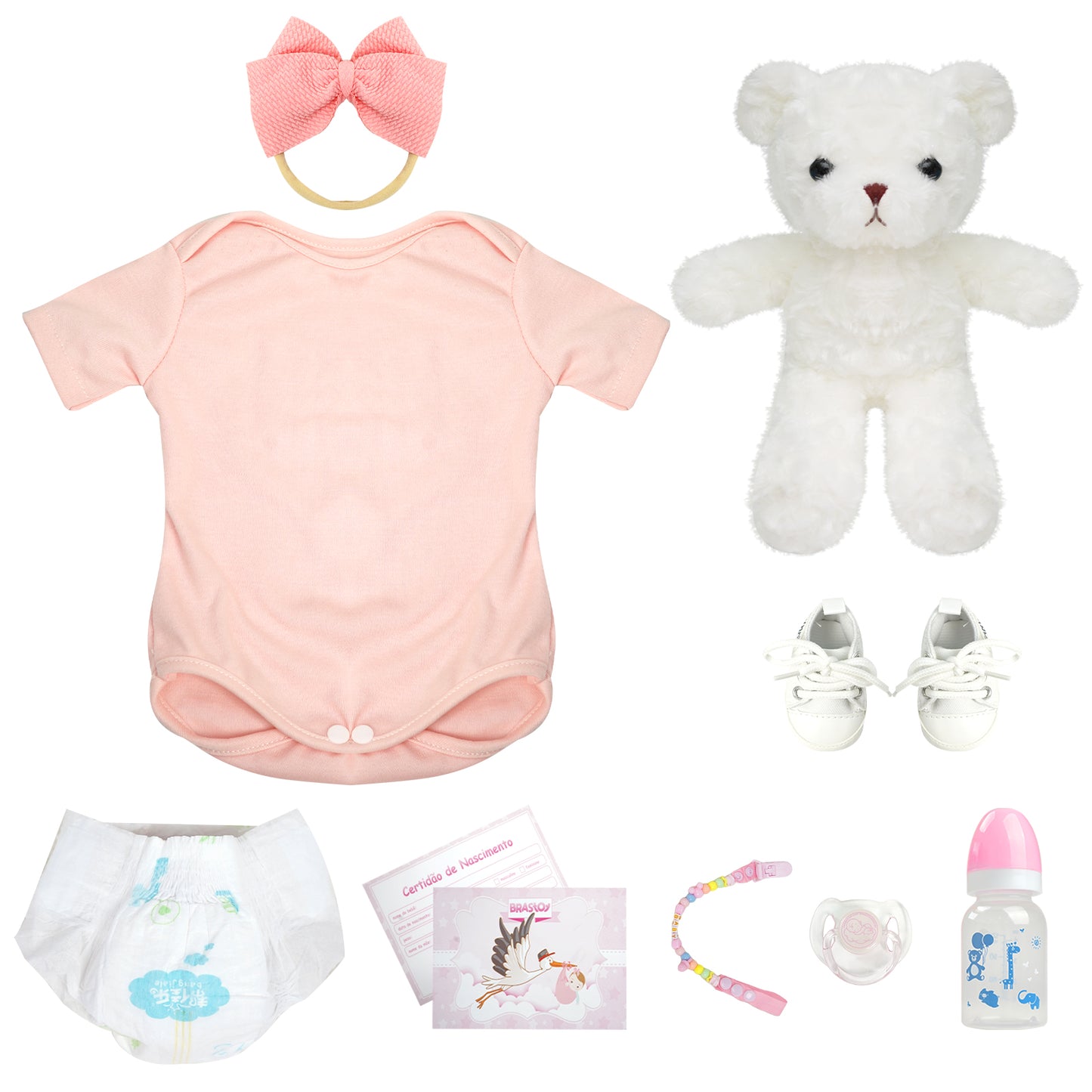 Brastoy Bebê Reborn Boneca Silicone 48cm Menina Realista Pintado Original Olhos Azuis OTA-IG534CS