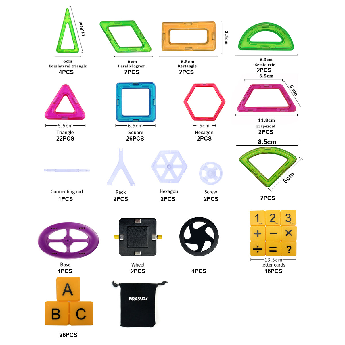 Blocos de Montar Magnéticos Construção 120 Peças Brinquedo Educativo Infantil BS-04